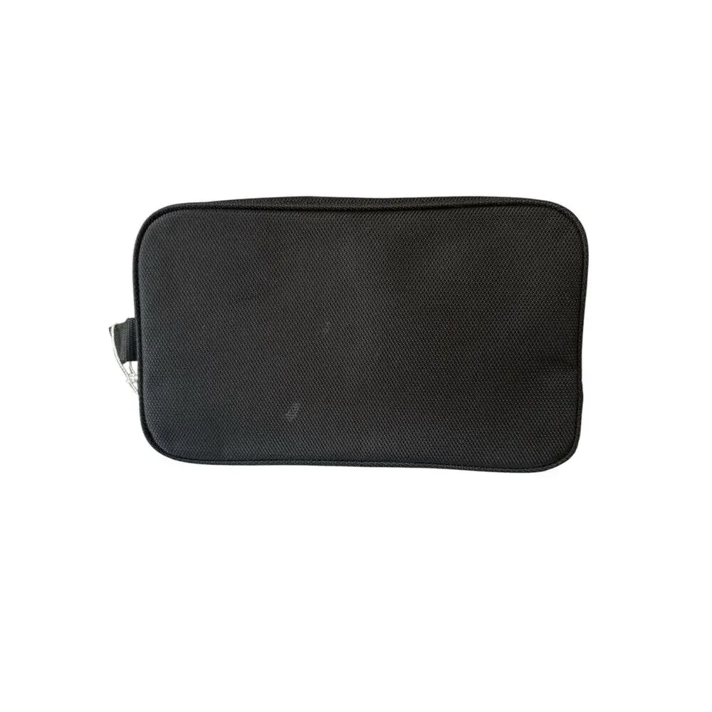 Dockers Mens Travel Kit Bag Toiletry Case Black Nylon Canvas Zipper Logo Durable